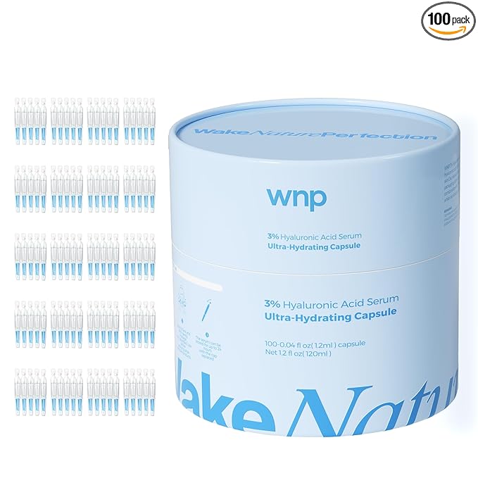 WNP Hyaluronic Acid Serum 3% for Face with 4D Multi-Layer Hydration | Ultra Hydrating Anti-Aging Serum | Moisturizer for Dry & Sensitive Skin | Pre-Makeup Skincare | Single-Use Vials 100PCS