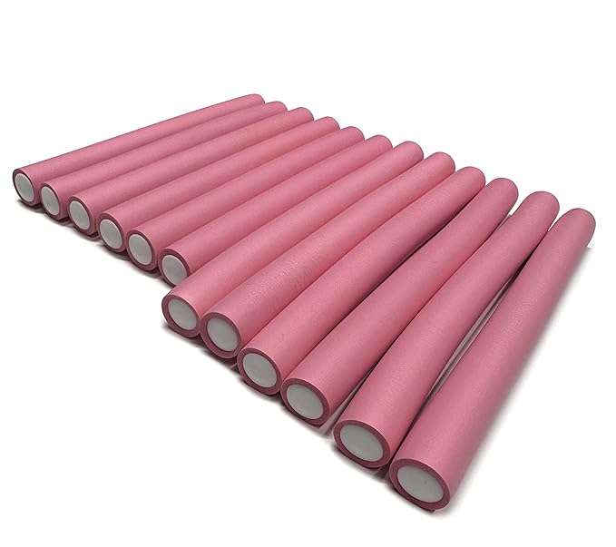 My Beauty Spot Flexi Rods Foam Hair Rollers 3/4" Diameter Professional Salon Quality 10 Pcs Rubber Hair Rollers for Long, Medium and Short Hair (Light Pink)
