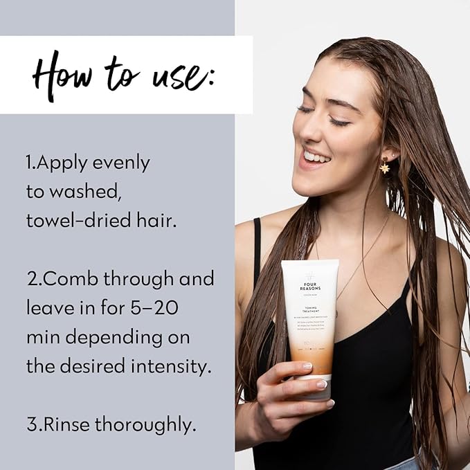 FOUR REASONS Color Mask, Toffee (27 Colors) – Hair Gloss & Color Depositing Conditioner – Semi Permanent Hair Toner for Color-Treated Hair Color For Women – Vegan & Cruelty-Free – 6.76 fl oz