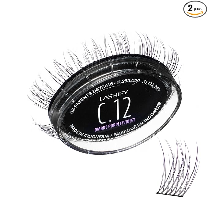 Lashify Curl 12mm Gossamer Eyelash Extensions Refill in Ombre Purple, Easy DIY False Lashes for a Natural Look