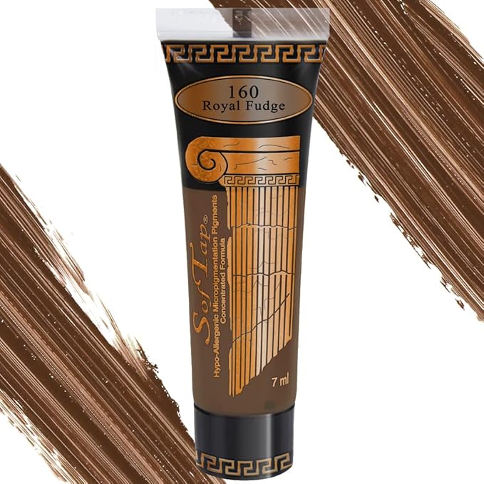 Microblading Ink for Eyebrows by SofTap® | Royal Fudge – Rich Medium Warm Brown PMU Pigment for Nano Brows, Machine & Hand Method | Carbon-Free Inorganic Permanent Makeup Ink