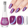 Magnetic Cat Eye Nail Polish, Purple Nail Polish Non Gel with Magnet Cat Eye Fingernail Polish Air Fast Drying Manicure Gift For Women Girls 16ml/0.54 oz