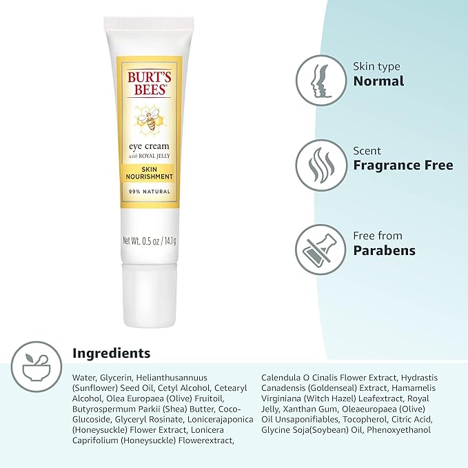 Burt's BeesNormal to Combination Skin Nourishment Eye Cream, Fragrance Free, 0.5 Oz (Package May Vary)
