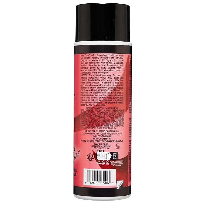 MANIC PANIC Warm Vibrant Red Color Depositing Conditioner - Love Color Hair Conditioner Keeps Hair Vibrant, Nourished & Refreshed - Formulated with Shea Butter & Quinoa - Red Desire (8oz)