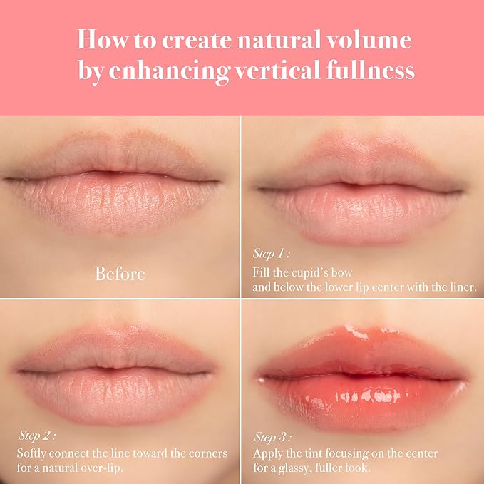 Epielle x herg Over Lip Glow Duo Lip Liner & Lip Tint, Soft Sculpting and Non-Sticky Glass Shine Korean Lip Liner Set, Moody Rose & Rosy Dusk