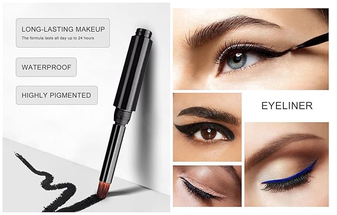 Gel Eyeliner 10 Colors Smooth Cream Matte Eyeliner Gel Longlasting Waterproof and Smudgeproof High Pigment Eyeliner with Brush (07 Green)