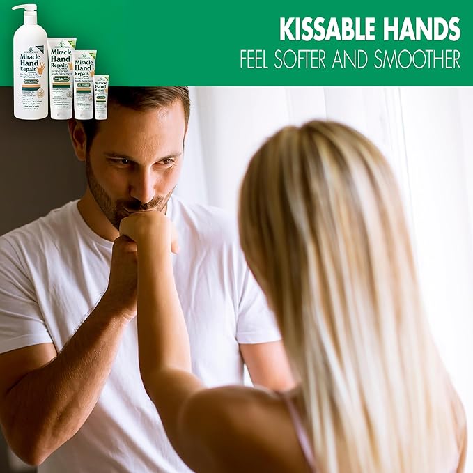 Miracle Hand Repair Cream for Dry Cracked Hands 8 oz Best Healing Hand Cream with 60% Aloe Vera - Non-Greasy Moisturizer for Working Hands - Fast Absorbing Lotion for Extremely Dry Skin