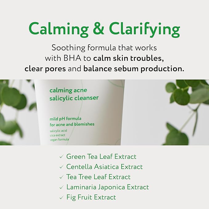 Face Republic Calming Salicylic Acid Cleanser 100ml 3.38 fl oz | Acne Care, Low pH Gel Foam | Calming, Clarifying, Oil Control | Salicylic Acid, Centella Asiatica, Tea Tree | Vegan Korean Face Wash
