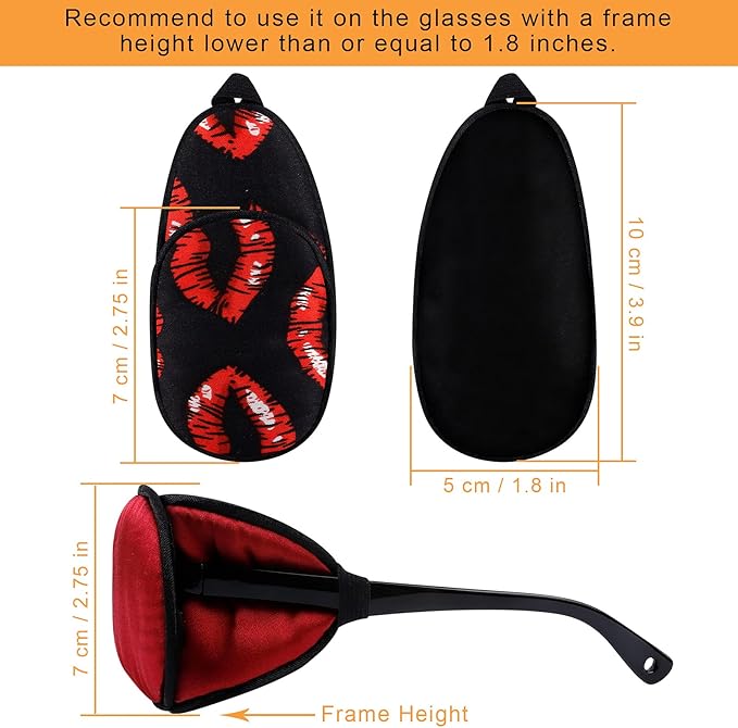 eZAKKA Eye Patches for Adults, Eye Patch for Glasses, Silk Medical Eyepatch for Lazy Eye Patches for Women Amblyopia Strabismus and After Surgery (Red Lips + Claret)