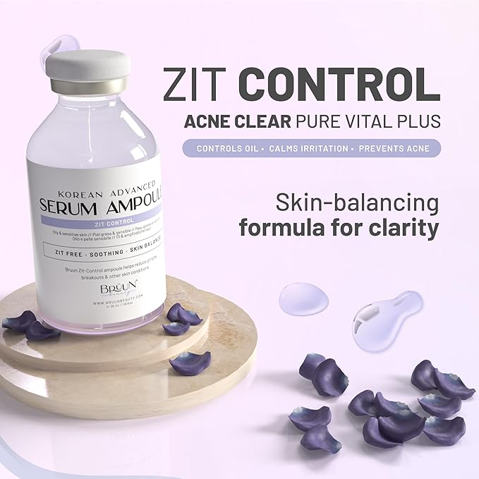 BRÜUN AC - Control Clear and Pure Vita Plus Ampoule - Micro Needling Korean Booster for Face and Body to Use with and without Derma Pen Microneedling Skin Care Serum 1.18 oz