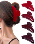 Mesovor 4 pack Acrylic Hair Clips Claws, Nonslip 4.1" Large Hair Grip Hairclips for Thin and Thick | French Banana Barrettes Hair Strong Hold Hair Jaw Clamps (Red, Cherry Red)