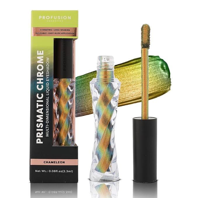 Profusion Cosmetics Chrome Liquid Eyeshadow, Long-Lasting Multichrome Eye Shadow, High-Impact Multi-Dimensional Finish, Light-weight Quick-Drying Formula, Chameleon