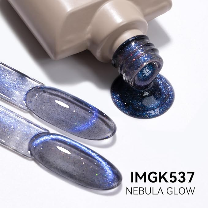 MAYCHAO 15ML Nebula Glow Cat Eye Gel Nail Polish 1Pc Galaxy Cat Eye Gel Polish with Magnet Soak off Holographic Magnetic Nail Polish for Nail Art Manicure Salon DIY at Home, 0.5 OZ