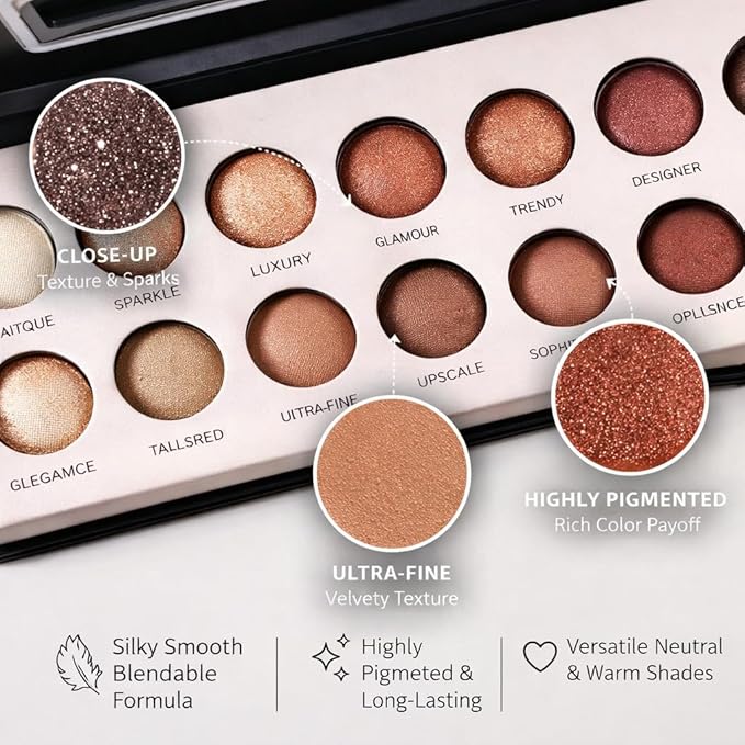 K'APEINE 14-Color Eyeshadow Palette,Highly Pigmented Blendable Long-Wear,Matte & Shimmer Warm Neutral Nude, Everyday Smoky Glam Makeup for All Skin Tones(02#)