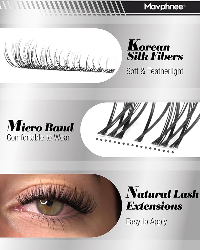 Natural Lash Clusters Clear Band Eyelash Clusters Venus Cluster Lashes Extensions Wispy Cluster Eyelash Extensions Easy Individual Lashes for No Makeup Makeup Daily Wear (Velure, 8-16MM, CC-Curly)