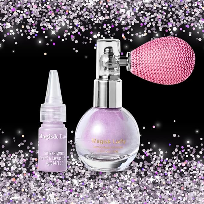 Body Glitter Spray, Hair Glitter Spray, Body Shimmer Powder, Face Glitter Highlighter, Glitter Spray, Body Shimmer Spray for Skin (Purple)