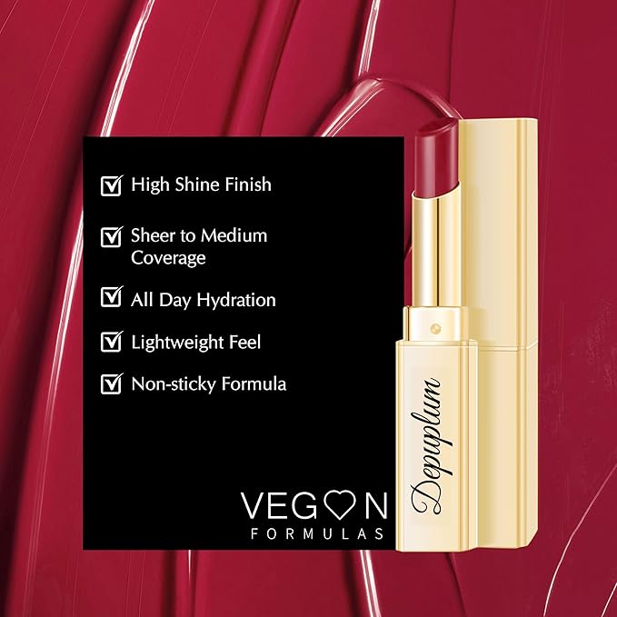 Depuplum Dark Red Lipstick for Women Moisture Lip Gloss Tinted Lip Balm Sheer Lipsticks for Mother's Day Nourishing Hydrate Glossy Lipstick for Dry Lips,DM68 Oxblood Red