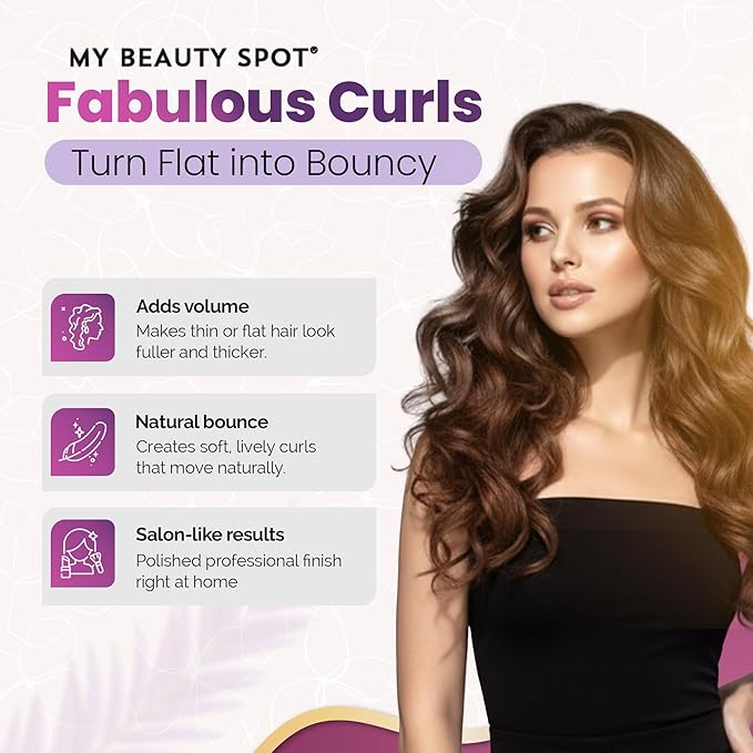 My Beauty Spot Flexi Rods Foam Hair Rollers 3/4" 5/8" and 1" Diameter Professional Salon Quality 12 Pcs Rubber Hair Rollers for Long, Medium and Short Hair (Purple)
