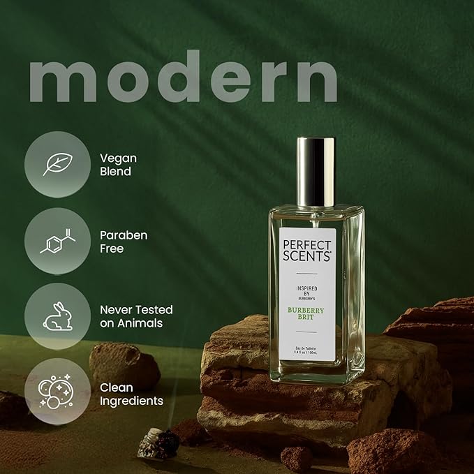 Perfect Scents Fragrances, Inspired by Burberry’s Burberry Brit, Women’s Eau de Toilette, CLEAN, Vegan, Paraben-Free, Phthalate-Free, Never Tested on Animals, 3.4 Fluid Ounces