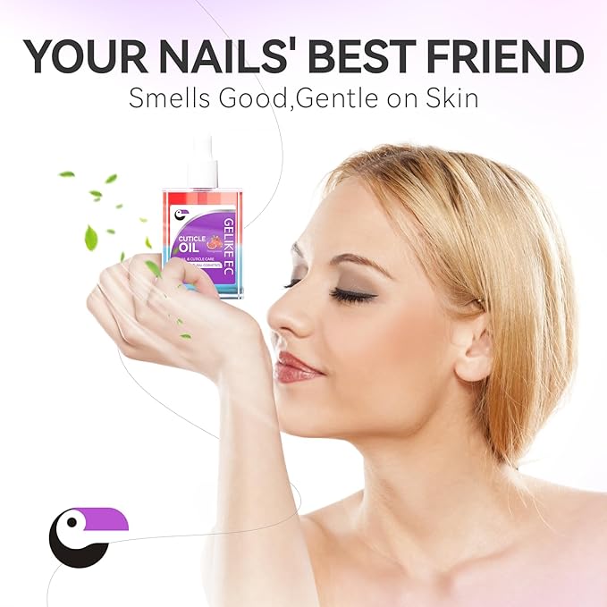 Gelike EC Nail Cuticle Oil - Pomegranate Scent Dual Color Nail Moisturizing With Natural Jojoba Vitamin B & E for Nail Bed ＆ Damaged Nails Repair Treatment - Cuticle Cream for Nail Growth and Strength
