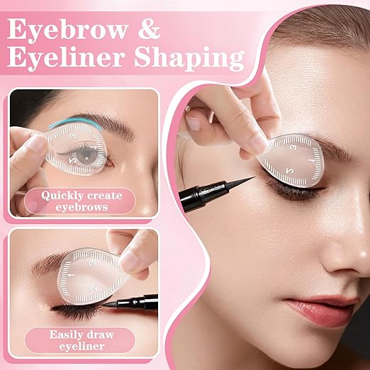 2 Pcs Brow Mapping Ruler, Arch Eyebrow Eyeline Ruler, Fast Drawing Design Brow Easy Tool - Eyebrow Stencils for Microblading Permanent Makeup, Arch Mapping Tool for Women