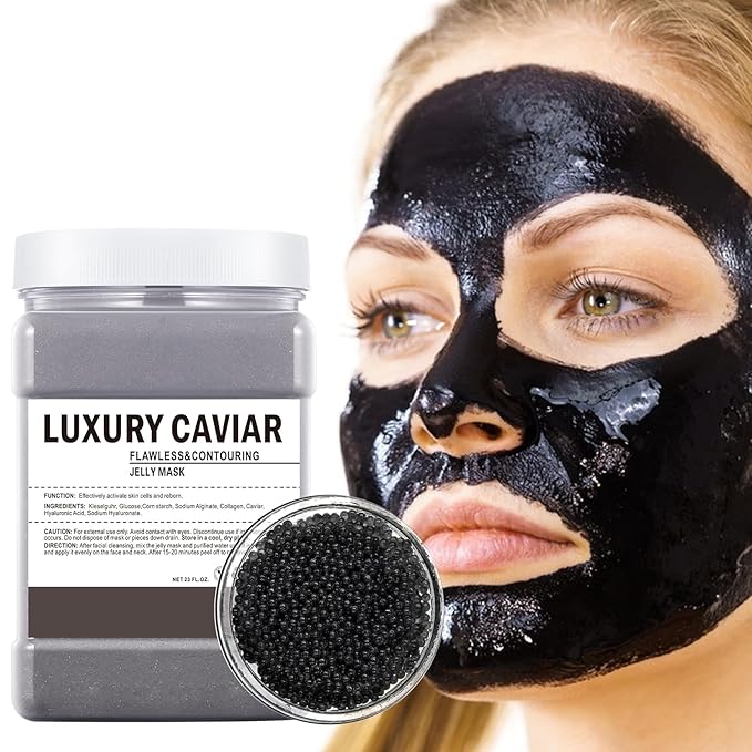 Hydro Jelly Masks for Women Home Spa,Hydrating & Moisturizing Peel-Off Rubber Gel Face Mask Skin Care,Professional Jelly Mask for All Skin Types 23 Fl Oz（Caviar）