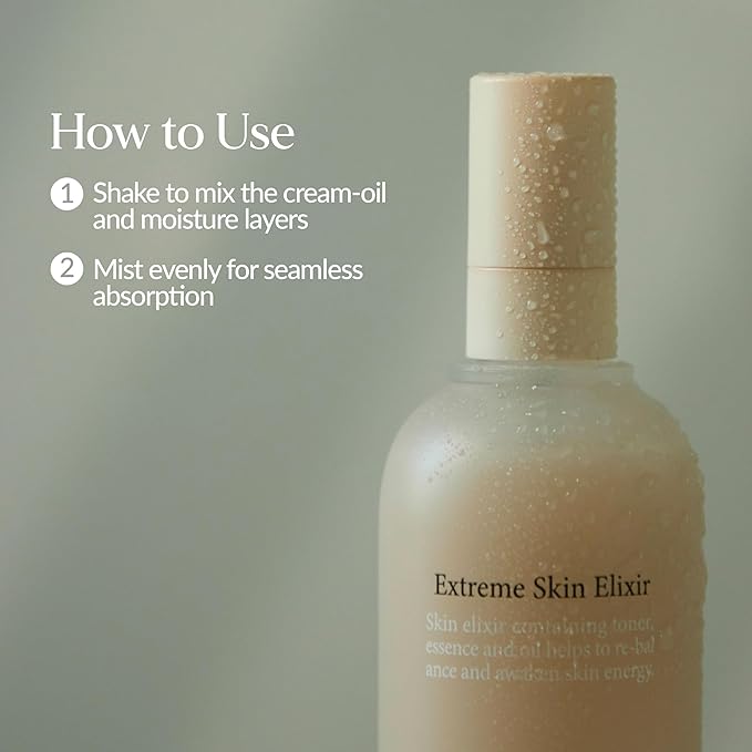 LU'PIUM Extreme Skin Elixir - Hydrating Ampoule Mist for Moisture Balance, Soothing Care for Dry Sensitive Skin, Vegan Hydrating Essence Facial Spray (100ml, 3.38 fl.oz.)