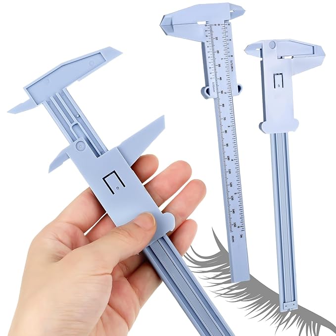 Frienda 5 Pieces Eyebrow Measuring Ruler Brow Mapping Tool Mini Vernier Caliper Double Scale Plastic Sliding Gauge Ruler for Micro Blading Eyebrow Tattoo Brow Artists(Elegant Colors)
