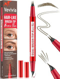 Vevivia Eyebrow Pencils for Women - Eyebrow Pen with Dual-Brush-Tip & Curved Tip for Natural Fuller-Looking Brows, Precise Hair-Like Strokes for All Brow Types, Last All-Day Brow Makeup, Brown