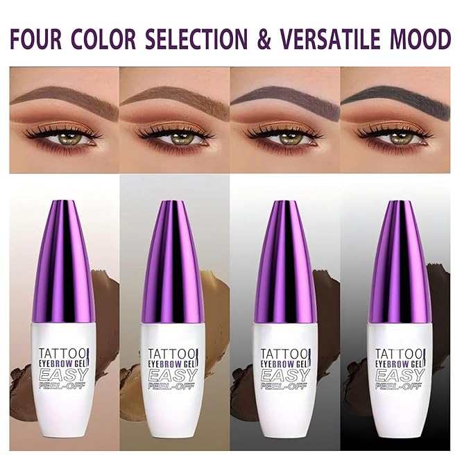 2 Pack Tattoo Eyebrow Gel Easy Peel Off, Waterproof & Sweatproof Eyebrow Tint Peel Off, Easy Peel-Off Eyebrow Gel, Suitable For All Skin Types (Black)