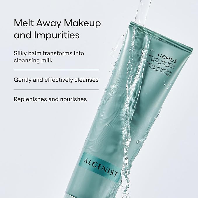 Algenist GENIUS Ultimate Anti-Aging Melting Facial Cleanser - Milky Cleansing Oil + Makeup Remover with Avocado Oil, Alguronic Acid and Microalgae Oil - Nourishes Skin + Improves Radiance (150ml)