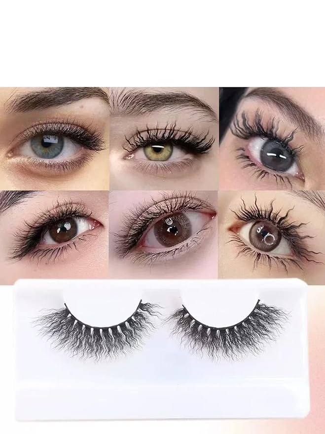 Sunniess 3D False Eyelashes,Faux Mink Eyelashes,Soft Fluffy Wispy Lashes Volume Dramatic Unique Eyelashes,Makeup False Eyelashes for Daily