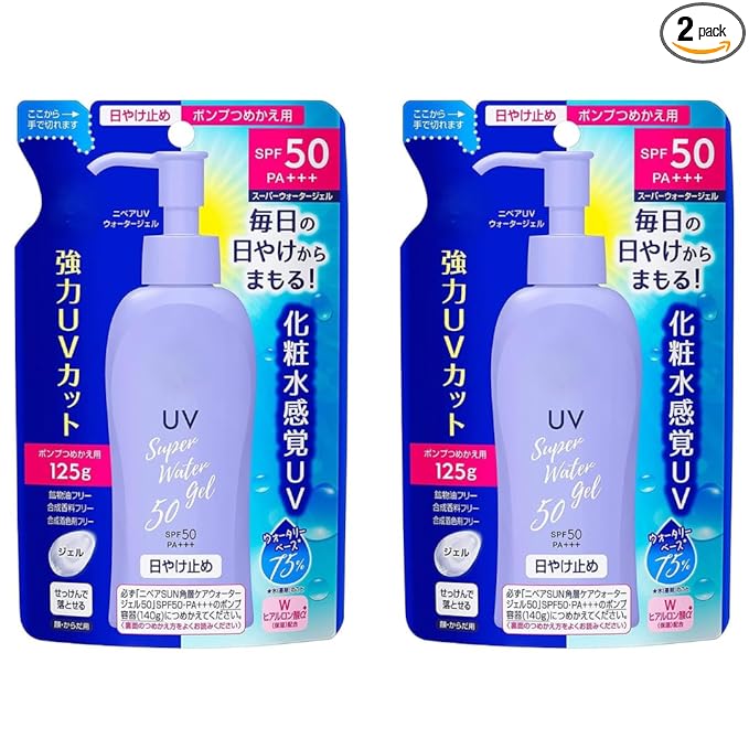 Japanese Sunscreen SPF 50/PA+++ Super Water Gel 4.22floz(125g) Refill Pack of 2