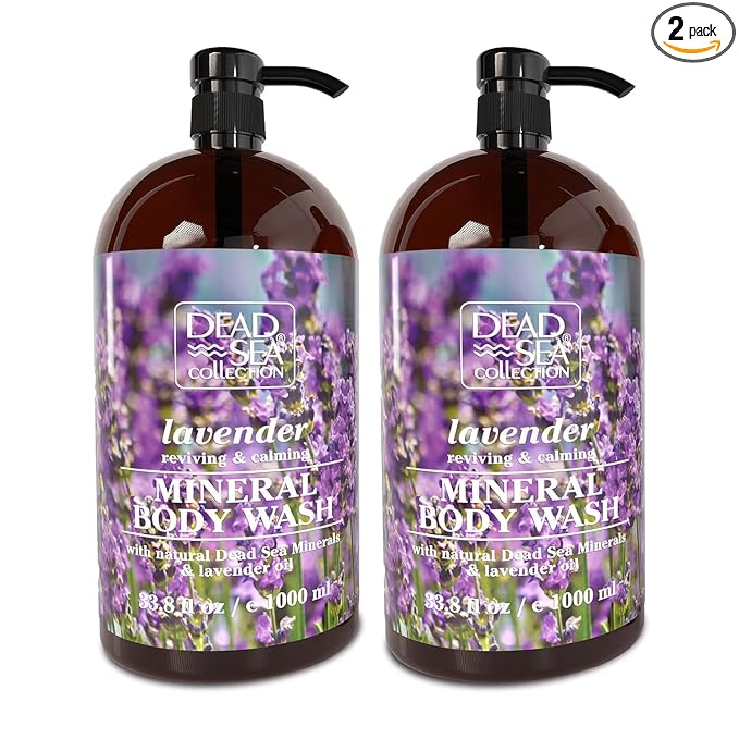 Dead Sea Collection Lavender Body Wash for Women and Men - with Pure Dead Sea Minerals and Lavender Oil - Gentle Cleanses and Moisturizes Skin - Pack of 2 (67.6 fl. oz)