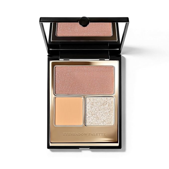 KYDA 3 Colors Eyeshadow Palette, Peach Nude Beige Matte Shimmer Grey Rose Eyeshadow, Pale Champagne Pearl Eyes Shadow, High Pigmented Lasting Ultra-fine Neutral Eye Shadow, Mini Eyes Glitter Makeup