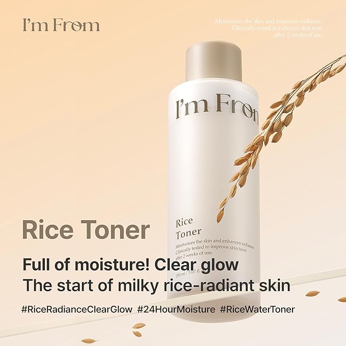 I'm From Rice Toner, Korea Glow Milky Rice Toner, Glass&Dewy, Hydration, Calming, All Skin Types, Korean Skin Care 5.07fl.oz