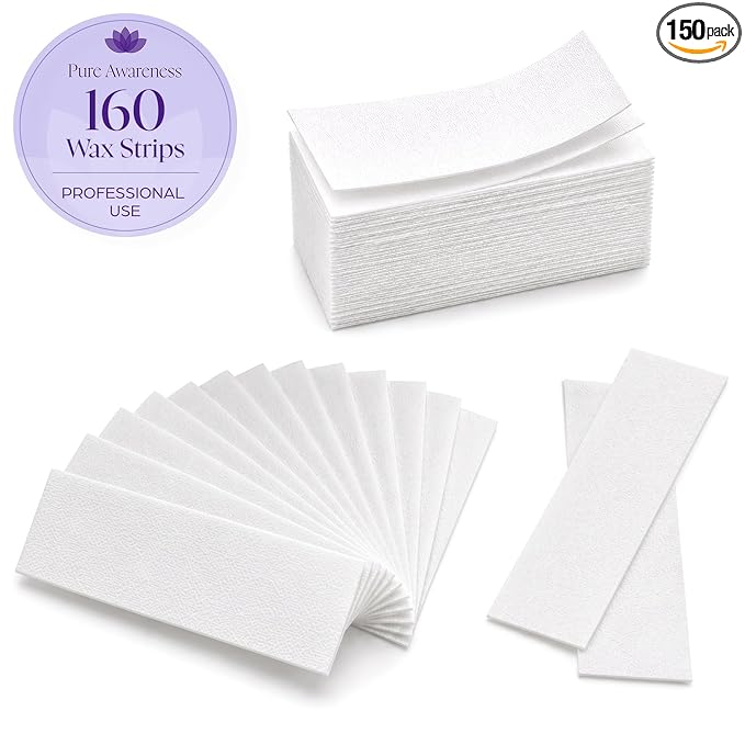160 Wax Strips for Hair Removal – Extra-Large Non-Woven Strips for Legs, Arms, Back & Body – Works with All Soft Waxes – Salon & Home Use