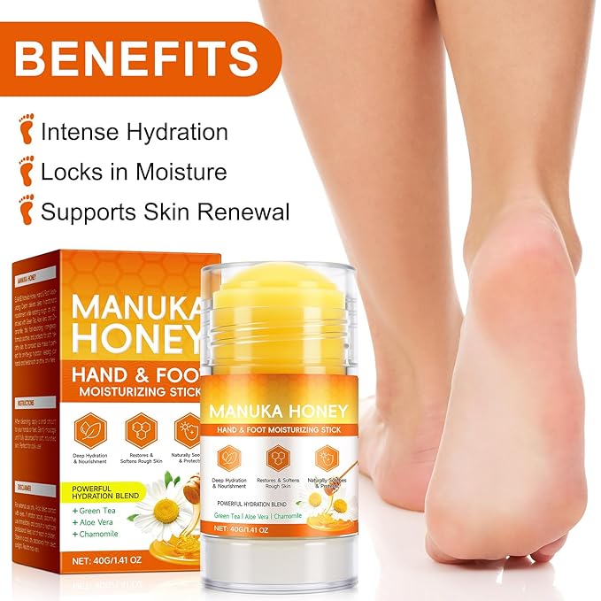 2 Pack Manuka Honey Cracked Heel Treatment Balm Stick, Dry & Cracked Foot Repair for Intensively & Deeply Moisturizing & Hydrating, Soothing, with Shea Butter, Chamomile|1.41 Oz/40 G