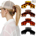 4 PCS Hat Claw Clip for Women - Hat-Friendly Claw Clip for Baseball Caps, Adjustable Trucker Hat Hair Clips for Thick Thin Hair, Large Hat Claw Clips for Gym Beach Holiday Outing, Tortoise Shell