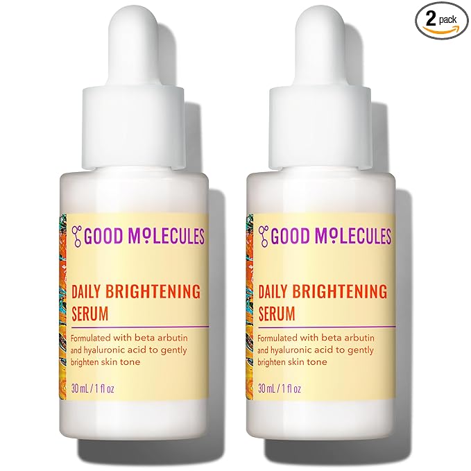 Good Molecules Daily Brightening Serum Pack 2 – 1 fl oz / 30 ml Each | Lightweight Brightening Serum with Beta Arbutin 3% & Hyaluronic Acid for Even-Looking Skin