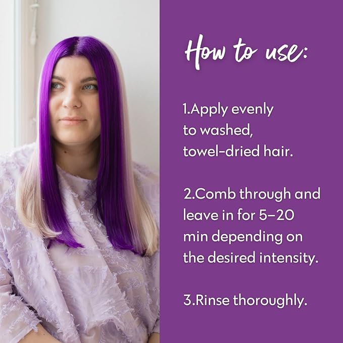 Four Reasons Color Mask INTENSE Violet (27 Colors) - Intensive Toning Treatment - Color Depositing Conditioner – Semi Permanent Purple Hair Dye for Lightened and Colored Hair– 100% Vegan, 6.76 fl oz