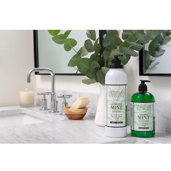 Archipelago Botanicals Morning Mint Lotion, Mint Moisturizing Body Lotion for Sensitive Skin, Paraben-Free, Phthalate-Free, GMO-Free, 18 oz