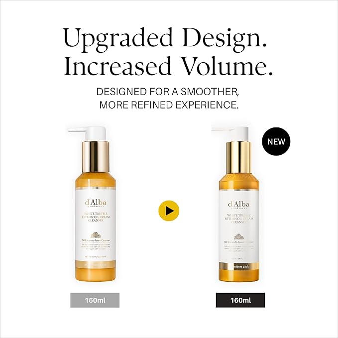 d'alba Piedmont White Truffle Return Oil Cream Cleanser, Vegan Skincare, Easy One Step Cleanser for Sebum & Makeup Removal, Hydrating Cleanser, for Sensitive Skin, Korean Skin Care (5.41 fl. oz.)