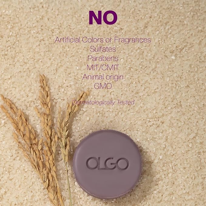 OLGO Rice Cleansing Bar 3.5 oz - Soap-Free Cleansing Bar for Face and Body | Crystal Clear & Moist Skin with Fermented Korean Rice Water and Natural Lavender Oil | Vegan, Sustainable Formula