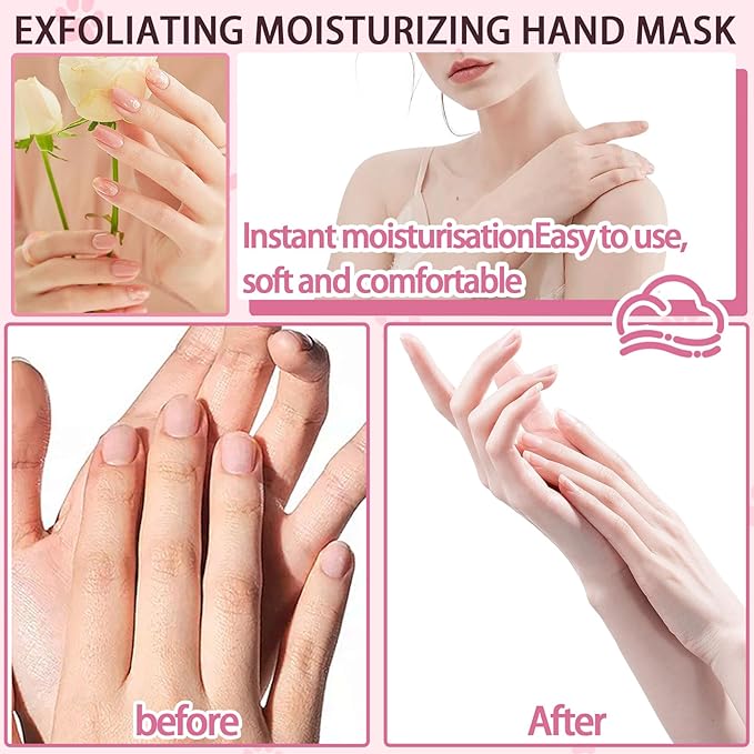 6PCS Hand Masks,Hydrating Hand Masks Moisturizing Gloves Overnight for Dry Cracked Hands,Daily Hand Care Hand Masks Gift Set for Women and Men H