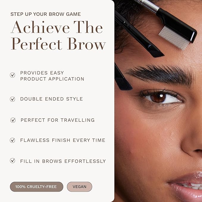 Byellie Brow Brush, Dual-Ended with Brow Comb & Precision Spoolie, Brow Gel & Wax Application, Define's & Shape's, Easy to Use Fluffy Brow Look, Natural Makeup, Vegan & Cruelty Free