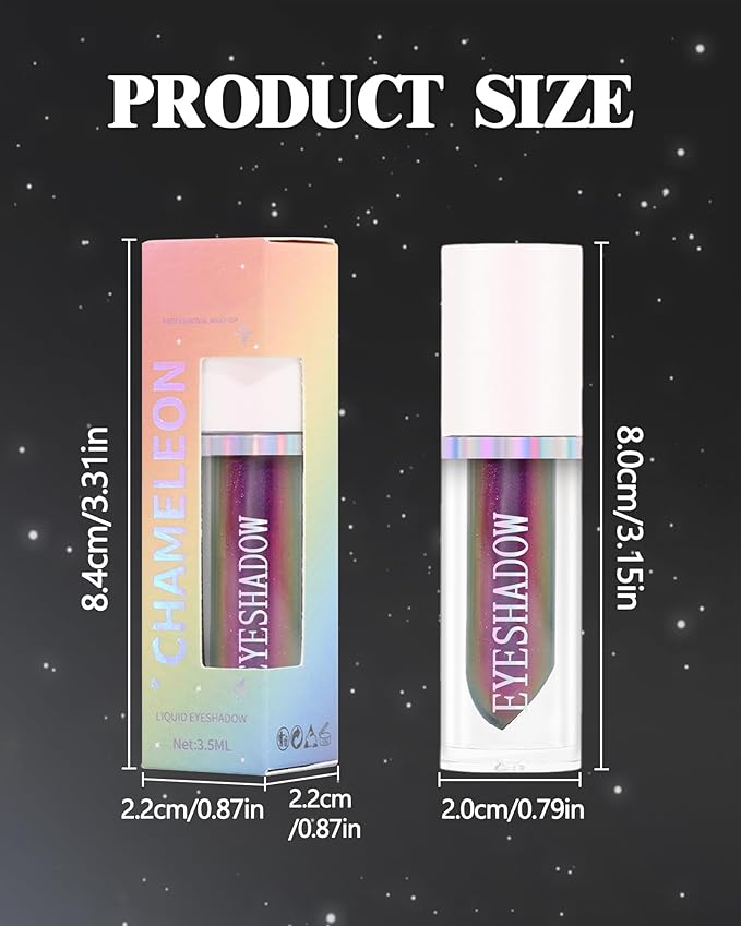 Glitter Liquid Eyeshadow, Chameleon Metallic Long-Lasting Eye Shadow, Holographic Multichrome Shimmer Eyeshadow, Colorful High Pigment Liquid Eye Shadow,Glow in the Dark Party Makeup Gift for Women-03