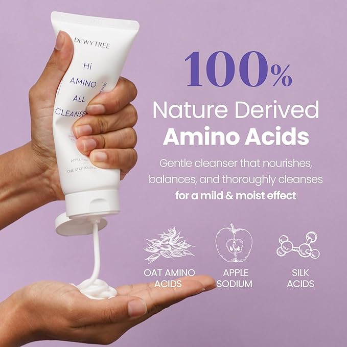 DEWYTREE Hi Amino All Cleanser - Hydrating Facial Cleanser Face Wash for Women & Men | Amino Acid Foaming Facial Cleanser for Sensitive Skin | Gentle Face Cleanser Moisturizing Face Wash (5.07fl oz)