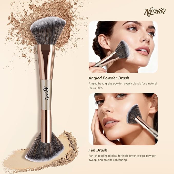 10 PCS Travel Makeup Brush Set With Bag, Makeup Brushes, Double-End Multi-functional Brushes for Foundation Powder Blush Eyeliner Eyeshadows, Professional Face Brush Set（Champagne Gold）