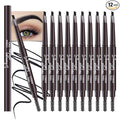 12 Pcs Ultimate Eyebrow Retractable Definer Pencils,Dual-Sided Natural Soft Textured Eyebrow Pencil, for Daily Look Eyebrow Makeup,Brow Brush,Fine Tip (12Pcs-Black-Retractable Triangle)